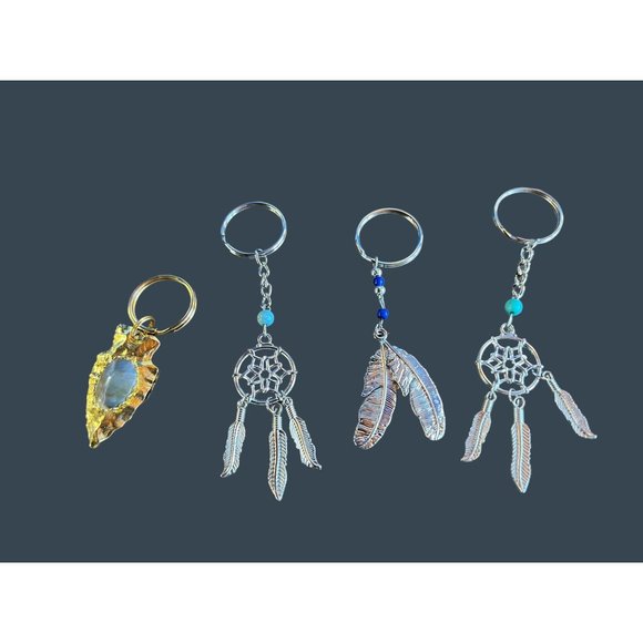 Native American Key Chain Set Feather Dream Catcher Silver - Picture 11 of 16